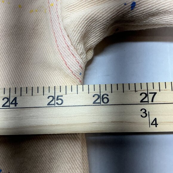 POL LARGE DENIM JACKET PAINTED & DISTRESSED! 25.50" PTP - Picture 10 of 11